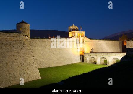 Château de Saint Pierre, connue sous le nom de la Ciudadela, Jaca, Huesca, Aragón, Espagne. Banque D'Images