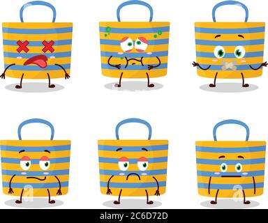 Personnage de dessin animé de sac de plage avec expression de corde Illustration de Vecteur