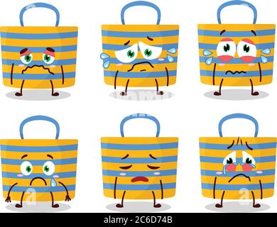 Personnage de dessin animé de sac de plage avec une triste expression Illustration de Vecteur