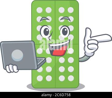 Un dessin animé net de pilules de médecine l travaillant à la maison pendant la pandémie Illustration de Vecteur