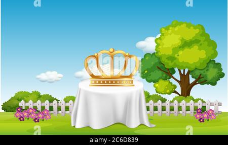 Crown est placé sur une table dans les jardins Illustration de Vecteur