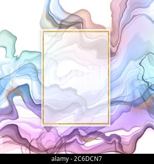 Modèle de bannière avec texture d'encre et cadre Banque D'Images