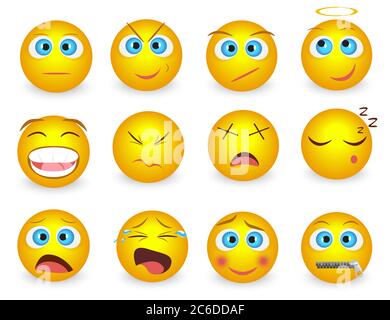 Ensemble d'icônes Emoji face Emotion isolées. Illustration vectorielle Illustration de Vecteur