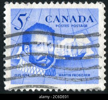 CANADA - VERS 1963 : timbre imprimé par le Canada, montre Sir Martin Frobisher (1535-1594), explorateur et découvrateur de la baie Frobisher, vers 1963 Banque D'Images