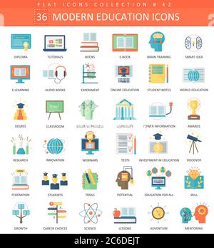 Ensemble d'icônes plates Vector Modern Education. Design élégant Illustration de Vecteur