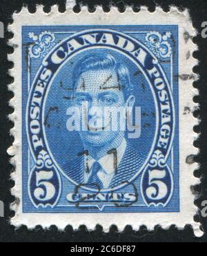 CANADA - VERS 1937 : timbre imprimé par le Canada, montre George VI, cents d'arbre, vers 1937 Banque D'Images