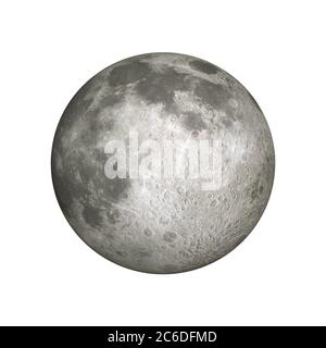 Pleine lune isolée sur fond blanc Banque D'Images