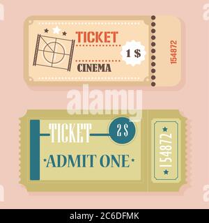 Concept de billets de cinéma Vector Vintage Retro isolé. Illustration de Vecteur