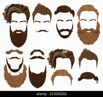 Collection de poils, de moustache et de barbes. Taille basse haute avec éléments tendance Illustration de Vecteur