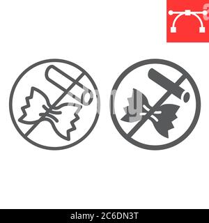 Pas de ligne de pâtes et de glyphe icône, nourriture et keto régime, les graphiques vectoriels de signe de pâtes, modifiable icône linéaire de trait, eps 10. Illustration de Vecteur