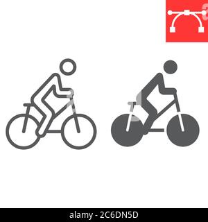 Ligne de cyclisme et icône de glyphe, fitness et vélo, graphiques vectoriels de signe de vélo, icône linéaire de trait modifiable, eps 10. Illustration de Vecteur