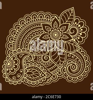 Motif de fleurs mehndi pour le dessin et le tatouage de Henna. Décoration ethnique orientale, de style indien. Illustration de Vecteur