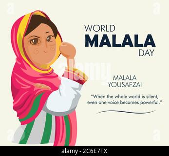 Journée mondiale du Malala, citation de Malala Yousafzai, affiche, illustration vectorielle Illustration de Vecteur