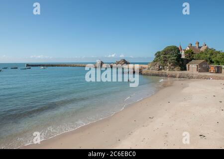 Port de la Rocque, (plage) Grouville, Jersey, îles Anglo-Normandes Banque D'Images