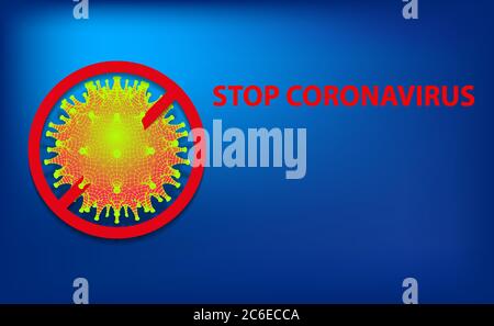 Arrêter le modèle de bannière ou d'affiche du coronavirus. Virus Corona dans le monde, propagation globale, et concept de l'arrêt du virus Covid-19. Illustration vectorielle Illustration de Vecteur