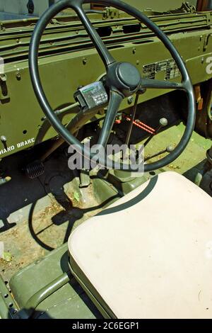 Tableau de bord de willys 1942 jeep américain. Banque D'Images