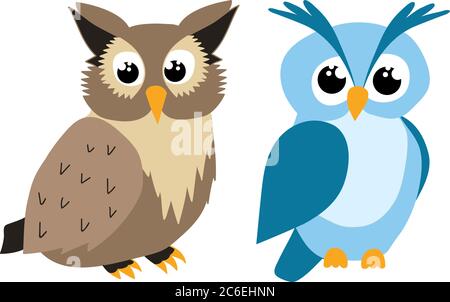 vecteur, isolé, personnage mignon hibou, dessin animé Illustration de Vecteur