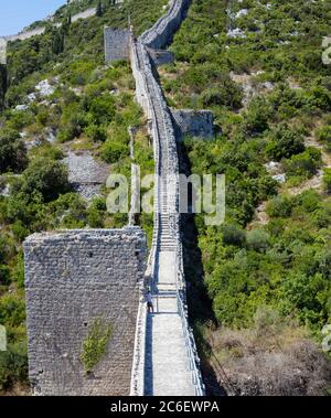 Ancien fort médiéval de Ston, Croatie. Le mur était originalement long de 7km. Banque D'Images