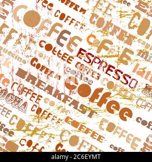 motif café rétro sans couture, nuage de tags, illustration vectorielle Illustration de Vecteur