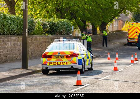 La police du coronavirus s'arrête Banque D'Images