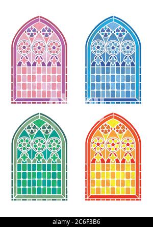 Pochoirs de fenêtre en verre teinté en quatre couleurs. Format vectoriel EPS10 Illustration de Vecteur