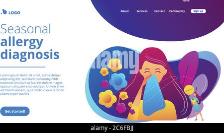 Page d'accueil du concept d'allergie saisonnière. Illustration de Vecteur