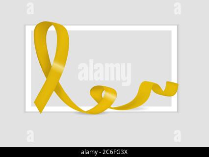 Journée mondiale de prévention du suicide avec ruban de sensibilisation jaune. Emblème de boucle pour soutenir les vétérinaires militaires, les conflits, les suicides. Vecteur Illustration de Vecteur