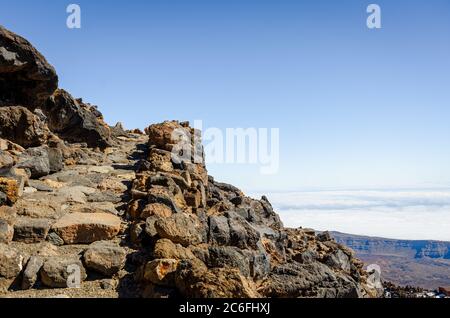 Paysage rocheux dans le parc national El Teide, Tenerife. Îles Canaries. Espagne. Banque D'Images