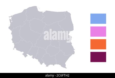 Infographies de la carte de la Pologne, régions individuelles vierges Banque D'Images