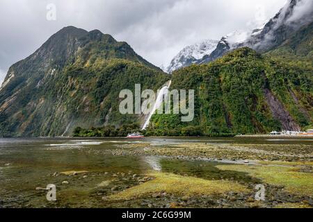 Chutes de Bowen, Milford Sound, parc national Fiordland, te Anau, Southland, South Island, Nouvelle-Zélande Banque D'Images