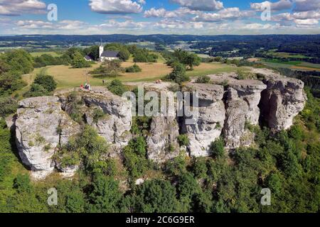 Staffelberg, 539m, près de Bad Staffelstein, quartier Lichtenfels, Suisse franconienne, Alpe franconienne, haute-Franconie, Franconie, Bavière, Allemagne Banque D'Images