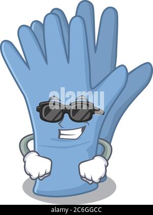 personnage de dessin animé de gants médicaux portant des lunettes noires de classe Illustration de Vecteur
