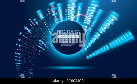 Big Data Science futuriste avec arrière-plan de l'espace de copie. Vector Illustration. Dans les cercles de couleur différente. Illustration de Vecteur