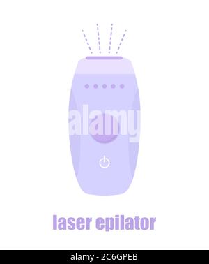 Épilateur photo et laser. Procédure d'épilation. Panneau pour le salon de beauté. Illustration vectorielle moderne de style dessin animé plat. Illustration de Vecteur