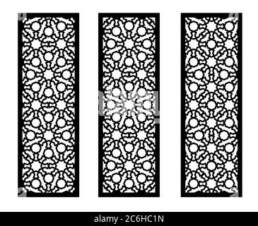 Panneau vectoriel de coupe lente. Décoration CNC, design jali, cloison intérieure. Coupe de lazer arabe et islamique Illustration de Vecteur