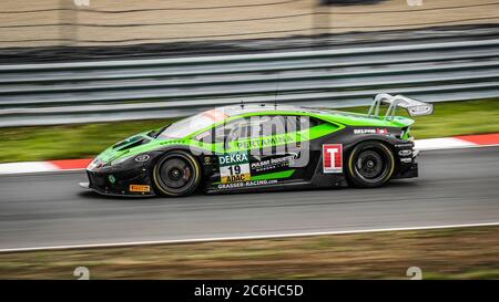 Oschersleben, Allemagne, 27 avril 2019 : Michele Beretta conduisant une Lamborghini Huracan pendant GT MASTER à Motorsport Arena à Oschersleben. Banque D'Images