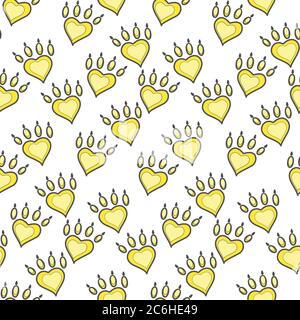 Motif sans couture avec chemin de pattes d'animaux isolé sur fond blanc. L'amour et le soin du symbole de patte d'animal de compagnie abstrait. Illustration vectorielle. Illustration de Vecteur