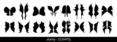 Ensemble de silhouette de fantaisie de vecteur de différentes ailes isolées sur fond blanc. Illustrations vectorielles dessinées à la main. Décoration pour cartes de vœux, poste Illustration de Vecteur