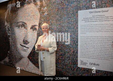 Dame Judi Dench à la réouverture du Ashcroft Playhouse, Fairfield Halls, Croydon, le 16 septembre 2019 Banque D'Images