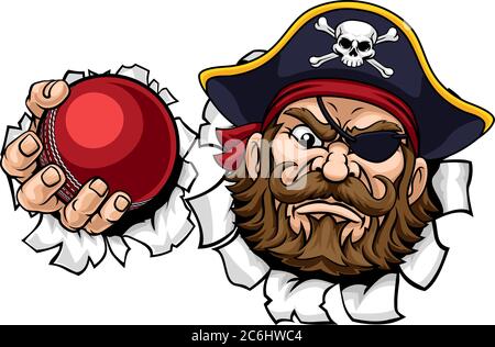 Craton de balle de cricket pirate Illustration de Vecteur