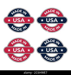 Fabriqué en USA badge, emblème, illustration de l'insigne vecteur pour les affaires et le produit cachet symbole autocollant style Illustration de Vecteur