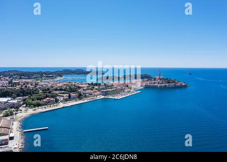 Une photo aérienne de la vieille ville de l'iof Rovinj, Istria, Croatie Banque D'Images