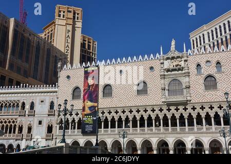 LAS VEGAS, NV -6 JUIN 2020 - vue extérieure sur la journée de Las Vegas, un hôtel de luxe et casino, situé à Las Vegas, Nevada, une réplique de Venise, Banque D'Images
