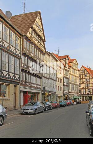 Hanovre, Allemagne - 05 mai 2011 : Maisons traditionnelles à ossature bois Holzmarkt Square ville médiévale à Hanovre, Allemagne. Banque D'Images