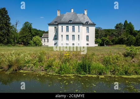 D-Huenxe, D-Huenxe-Gartrop-Buehl, Lippe, Basse-Rhin, Muensterland, Ruhr, Hohe Mark Westmuensterland nature Park, Rhénanie-du-Nord-Westphalie, NRW, Gartrop château, château amarré, manoir, baroque hollandais, jardins de château, fossé aquatique Banque D'Images