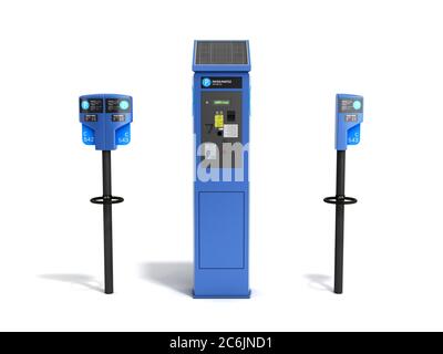 Rendu 3d de la machine du compteur de stationnement sur blanc Banque D'Images