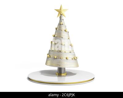 Un arbre de Noël décoratif unique de la nouvelle année, rendu 3d sur blanc Banque D'Images