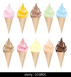 Illustration vectorielle d'une variété de crèmes glacées isolées sur du blanc Illustration de Vecteur