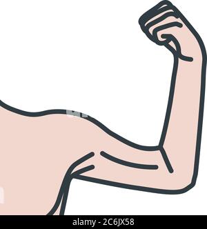 Bras mâles faibles avec muscles du biceps fléchis Illustration de Vecteur