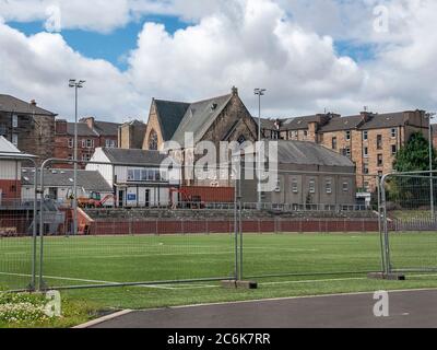 Glasgow, Écosse, Royaume-Uni. 9 juillet 2020 : réaménagement de Lesser Hampden. Banque D'Images